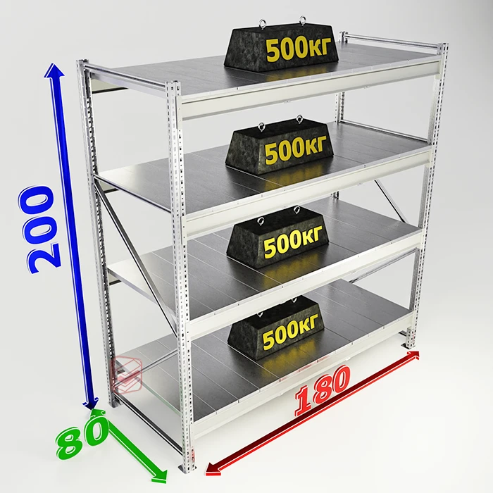 Стеллаж металлический MS Pro 200х180х80 4 оцинкованных полки фото СтеллажМастер